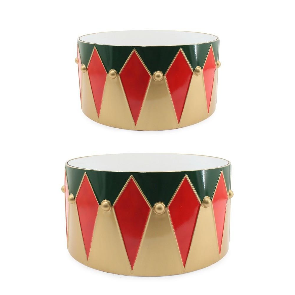 SET 2 TAMBURO DECOR CHANIEL ROSSO VERDE ORO